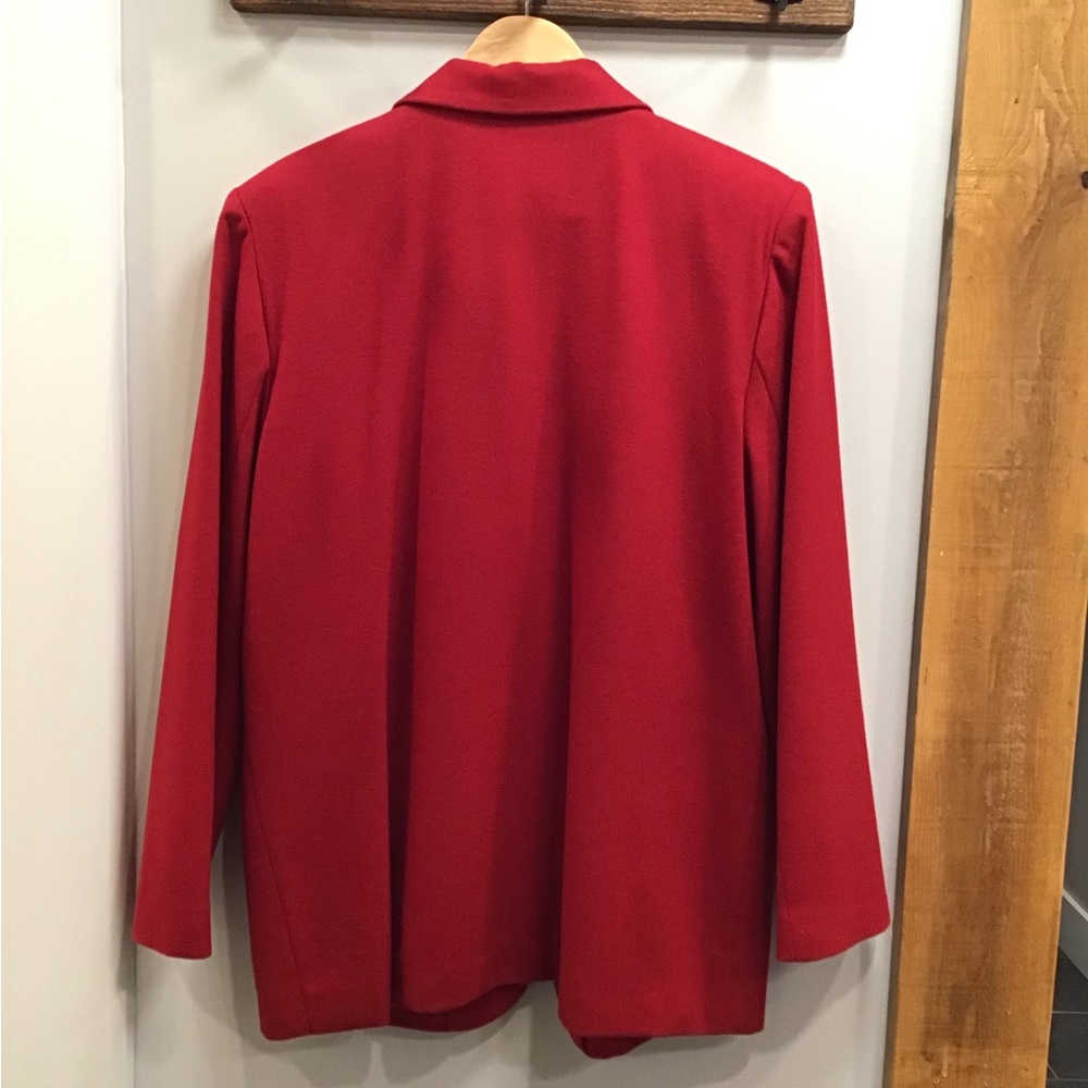 Sag Harbor Womens Wool Blazer Size 14P Single Breasted Shoulder Pads Red Jacket - Picture 9 of 15